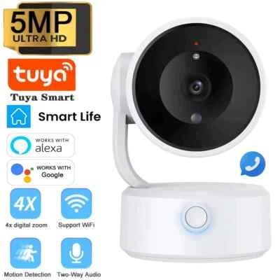 Tuya Wifi Camera 5MP One-Touch-Call Baby Monitor Two Way Talk Wireless 4X Zoom