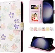[YocoverTech] for Samsung A35 5G Case,for Galaxy A35 5G Wallet Case,RFID Blocking-3 Card Slots Beautiful Flowers PU Leather Magnetic Kickstand Women Girls Protective Cover-Blossoming Flowers