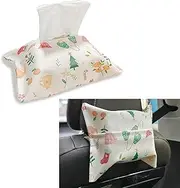 DWARFOO Car Tissue Box, Cute Cartoon Car Visor Napkin Holder, Cute Tissue Holder for Car, Car Accessories Car Leather Tissue Case Holder Fit for Sun Visor & Seat Back (Christmas)