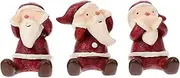 POPETPOP 3pcs Mini Christmas Santa Claus Ornaments Hear No Evil See No Evil Speak No Santa Figurines Xmas Miniature Fairy Garden Decoration for Car Home Desk Shelf Aquarium Decor
