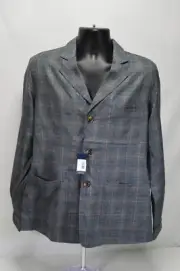 NWT $298 Viyella Wool Blazer Shirt Jacket Shacket Grey Blue Plaid Small