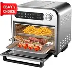 Air Fryer 10L Compact Oven Silver Rapid Air Circulation 7 Presets Temp Control