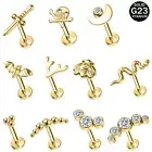 16g G23 Titanium Labret Lip Ring Helix Daith Tragus Earring Labret Lip Piercing