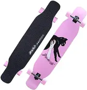 Sports Longboard Skateboard, 46" 8-Layer A-Level Maple Double-up Black Cat Pattern Professional Dance Board Suitable for Beginner Girls