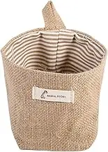 Cotton Linen Storage Bag, Clothes Bag Hanging Cotton Linen Basket Home Gadgets Storage Organizer Folding Basket Basket(Raya amarilla)