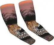 [FHEDVBN] African Leopard Arm Sleeves Compression Arm Covers for Men Women Outdoor Sun Sleeves Cooling Sports Sleeve, Black