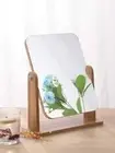 Dresser Mirror with Natural Wood Stand, 1x 360 Degree Rotating Magnifying