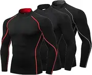 [YUSHOW] Mens Compression Shirts Long Sleeve Quick Dry for Workout Running Athletic Sport Base Layer Mens Compression Tops