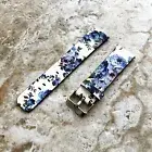 Blue Floral Design (FL-2) Soft Leather Band Strap for Fitbit Versa 2 and Versa