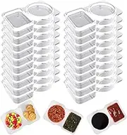 20/40 Pcs Double Compartment Condiment Container, Reusable Snack Containers,Condiment Containers with Lids,Portion Cups Reusable Plastic Snack Container for Sauce, Travel Snack, Outdoor Camping (20)