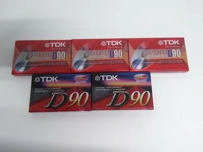 TDK D90 Cassette Tapes 5 Shrink Wrapped SEALED *NEW*