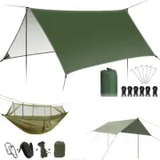 Double Person Camping Hammock with Mosquito Net +Tent Rain Fly Tarp Portable AU.
