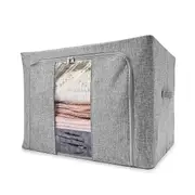 Linen Look Collapsible Box with Window - Extra Large, Charcoal