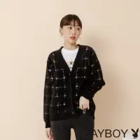 在飛比找momo購物網優惠-【PLAYBOY】緹花毛衣外套(黑色)
