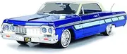 1964 Chevy Impala Lowrider Hard Top Candy Blue Metallic with Cream Top Get Low Series 1/24 Diecast Model Car by Motormax 79021