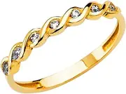 [JewelryWeb] 14k Yellow Gold Braided For Women CZ Simulated Diamond Ring Size 7 Band Style-Ring