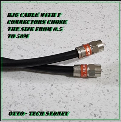 Black RG6 Tri Shield Coax Cable 0.5m - 50m Digital TV Foxtel NBN HFC and Optus
