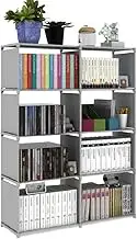 Uandhome Book Shelf,8 Cube Storage Organizer, DIY Bookcase, Metal Cube Bookshelf,Tall Book case for Bedroom, Living Room,Office,Closet Storage Organizer, Black Cubicle Storage Rack