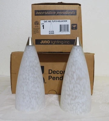 2 pc. Light Lamp Fixture Glass Shades Pendant Hanging Tulip Flute Glacier Theme