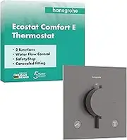 hansgrohe Ecostat Comfort E 33711340 Flush-Mounted Shower Thermostat with Safety Lock (SafetyStop) at 40 °C, Thermostat for Shower for 2 Consumers, Brushed Black Chrome