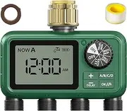 XinFuture Water Timer 4 Zone with Brass Inlet for Irrigation, Sprinkler Timer 4 Outlet