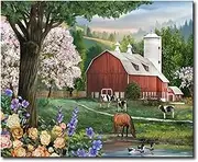 Shukqueen DIY Paint by Numbers for Adults DIY Oil Painting Kit for Beginner - Farm 16x20 Inch (Without Frame)