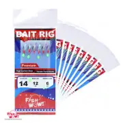 10pks Size 14 Fish WOW! Sabiki Rig 6 Red hooks Mylar Skin Glow bead Piscatore