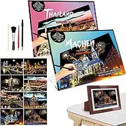 Scratch Art Paper for Adults Foil Art 11.7 * 8.3 inch - Colorful City Series, Scratch Painting for Adults/Teens, Scratch and Sketch Craft Gift | Foil Engraving Scratch Art Adult (Set 1)