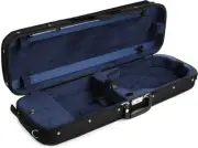 Bobelock B1002 Oblong Wooden 4/4 Violin Case - Black with Blue Interior