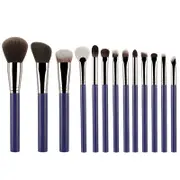 Blue 13-Piece Makeup Brush Set - Professional Eyeshadow, Concealer, Powder & Blush Brushes with Soft Fiber Bristles