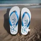 Michael Kors NIB MK Flip Flop PVC/Kors Rope - Color Pool (Blue/White-Choose Size