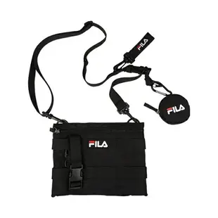 【FILA】FILA 工裝風 側背包 零錢包 黑色 包包 -BMV-3007-BK