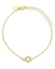 Meira T 14K Gold Diamond Star of David Chain Link Bracelet