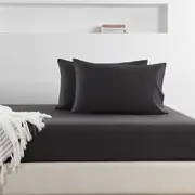 Luxe Bedding Bamboo Cotton 400TC Fitted Sheet & Pillowcase Combo Charcoal