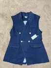 JASON WU DENIM JEAN VEST JACKET GOLD BUTTONS POCKETS NWT size L