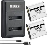 MINSHI Li-50B Replacement Battery (2 Pack) +Quick Charger Set Compatible with Ricoh VR360 【3.7V 925mAh】 High Performance Compatible Camera Battery 2023ZZ