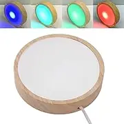 Topyond LED Lighted Display Base RGB Wooden Stand for Art,Round Light Base for Acrylic Glass and Resin Art,USB Powered Night Light for Home Decor and Showcase Display