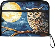 YMXFXP Expandable Filing Folder Owl Sit Moon, 13-Pocket Funny Cute Design with Sticky Labels, A4 Letter Size Document Organizer for Office, School, Boys, Girls