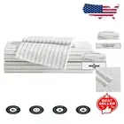 Stylish Twin Bedding Set - 100% Cotton Percale Sheets with Geometric Stripe