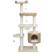 Premium Solid Wood and Natural Wicker Cat Tree