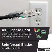 50 Ft Outdoor Extension Cord, Lighted with 3 Electrical Power Outlets