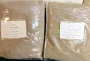 Pottery Barn Two (2) Emery Drapes Panels 50X96 Walnut NWT! Linen Cotton Brown