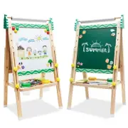 with Paper Roll Wooden Art Easel with Chalkboard White Board Painting Accessori