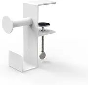 Greenjet White Metal Desk Headphone Stand Hanger Mount with Adjustable Rotating Clamp, Table Gaming Headset with Bag and Cable Holder Hook
