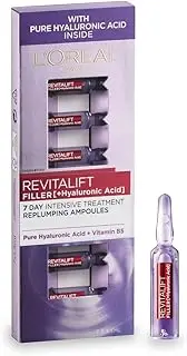 L’Oréal Paris, Face Serum Ampoules, Hydrating & Plumping, Revitalift Filler, 7-pack