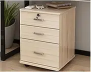 Wooden 3 Drawer File Cabinet with Lock and Wheels Office Storage Organizer with Floor Stand Movable File Cabinet for Office Supplies