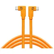 New Tether Tools TetherPro Dual Right-Angle USB-C Cable (15', Orange) #43496