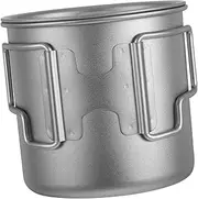 SOLUSTRE Titanium Camping Cup with Foldable Handle Lightweight Portable Drinkware for Outdoor Hiking Quick Heating Single Design for Travel and Backpacking