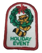 PATCH GSA Girl Scouts Holiday Event Raccoon Wreath Bowtie Green Red White