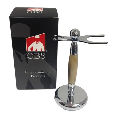 Chrome Horn Accent Dual Stand for Shaving Brush and Razor, Stand to Shaving B...